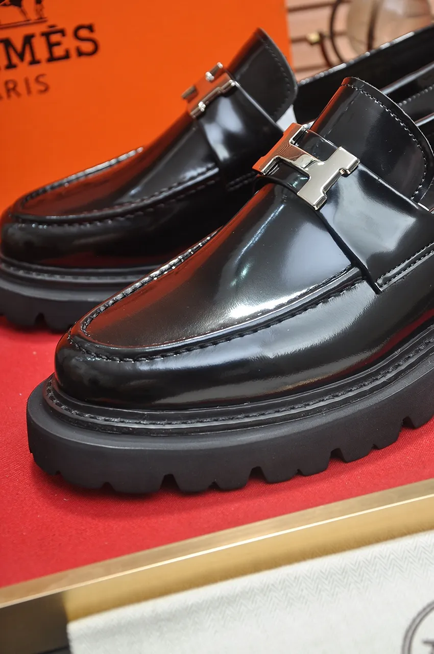 Men's men's shoes 💰720💶【[Hermes HERMES】】(High-end Niuli) New 🍀 HERMES - top version of classic casual leather shoes! Made of imported original cowhide, the inner top layer is comfortable cowhide lining! Original wear-resistant rubber foam outsole! High quality products! Code number 38-45 (45 customized)